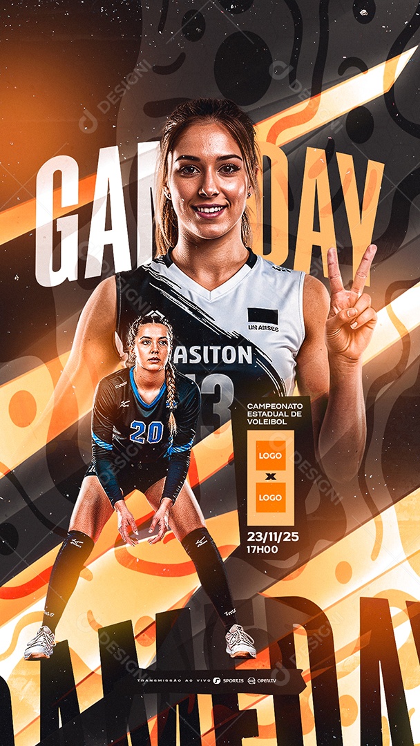 Story Campeonato Estadual de Voleibol Game Day Social Media PSD Editável