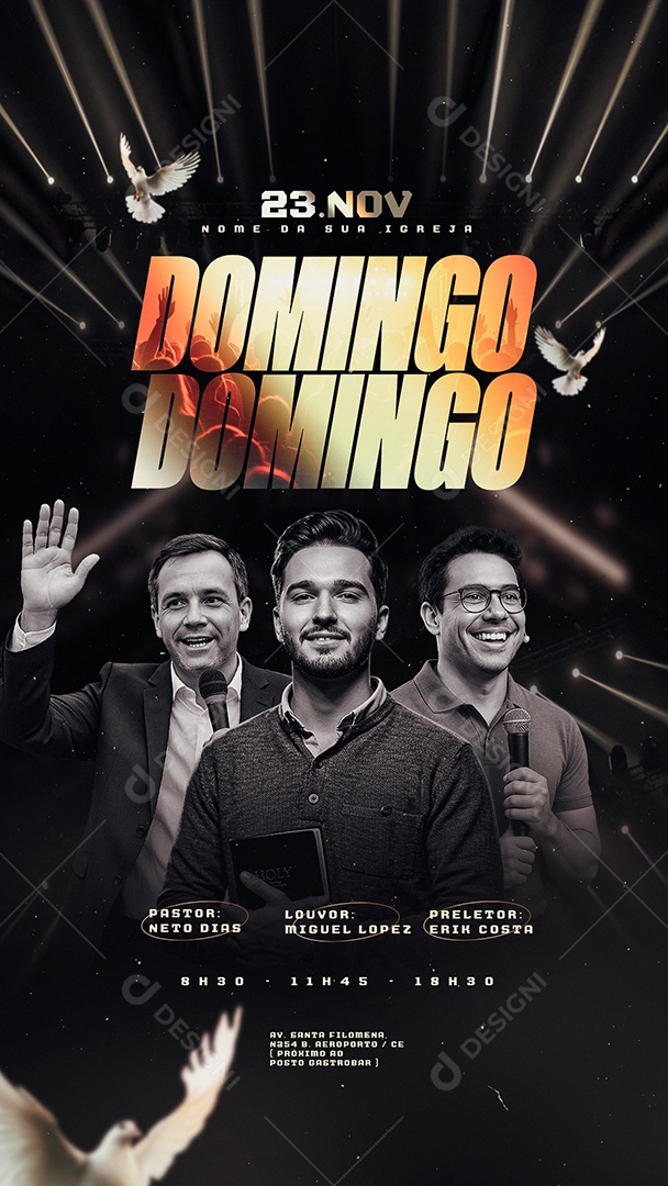 Story Flyer Gospel Domingo Social Media PSD Editável