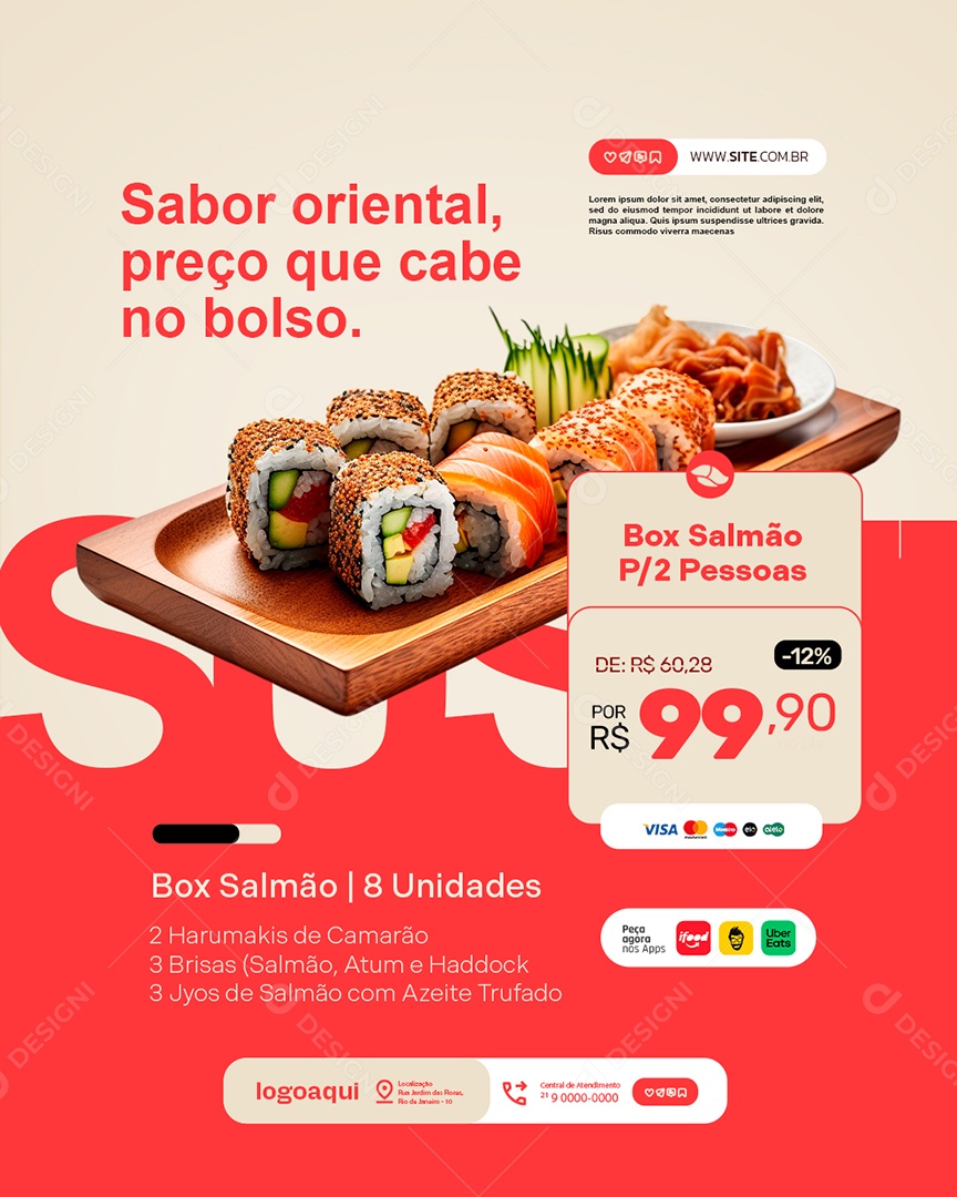 Restaurante Japonês Sabor Oriental Preço Que Cabe no Bolso Social Media PSD Editável
