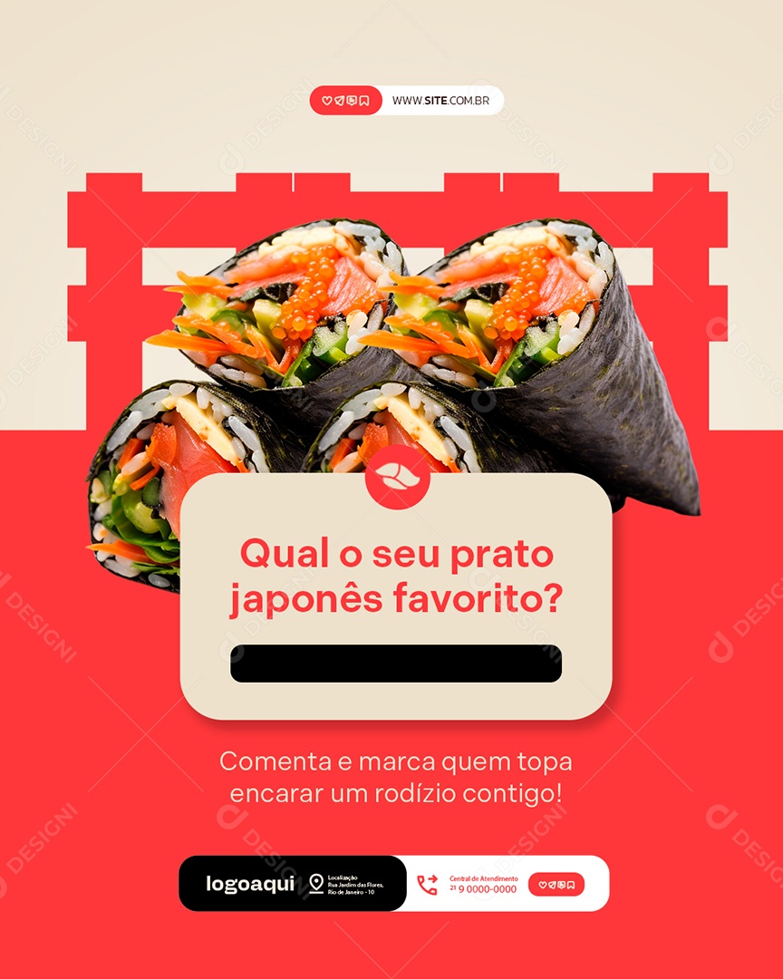 Restaurante Japonês Qual o Seu Prato Japonês Favorito Social Media PSD Editável
