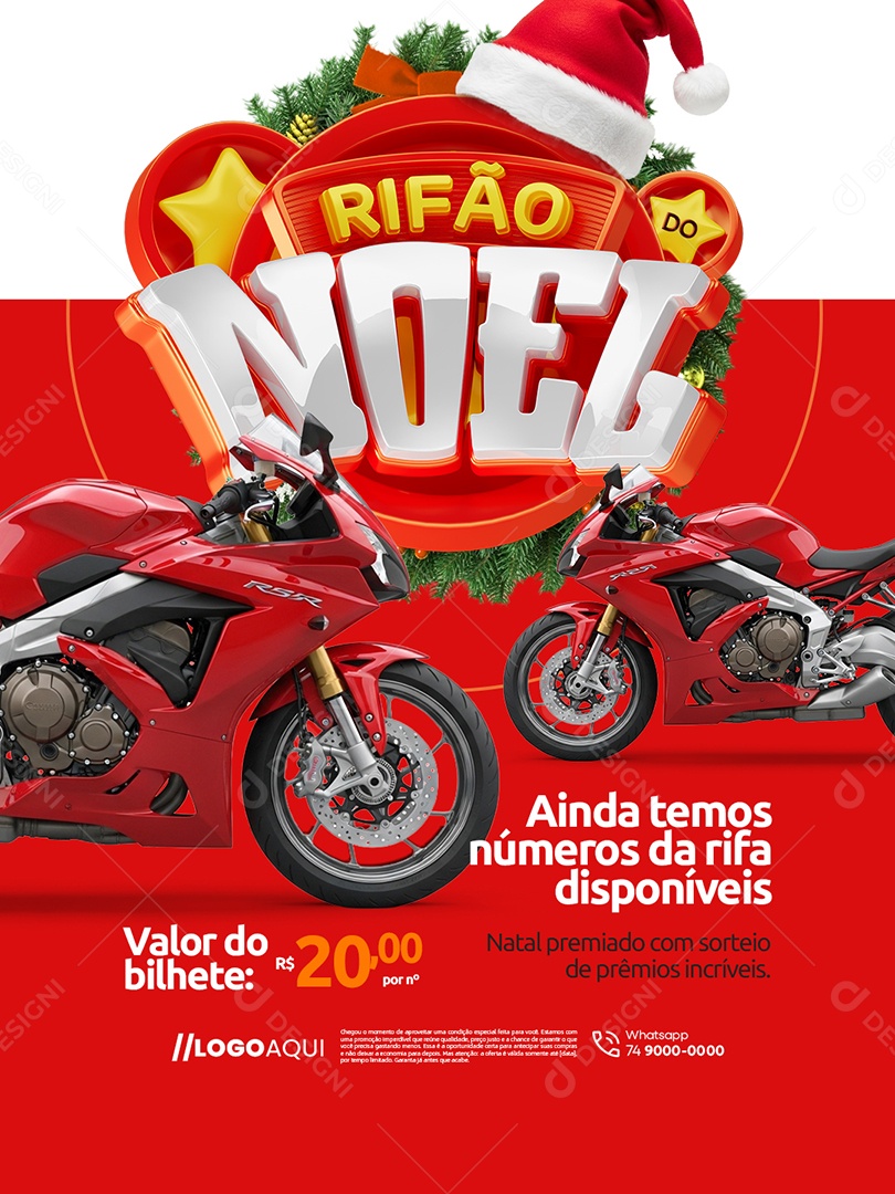 Rifão do Noel Concessionária de Motos Ainda Temos Números Social Media PSD Editável
