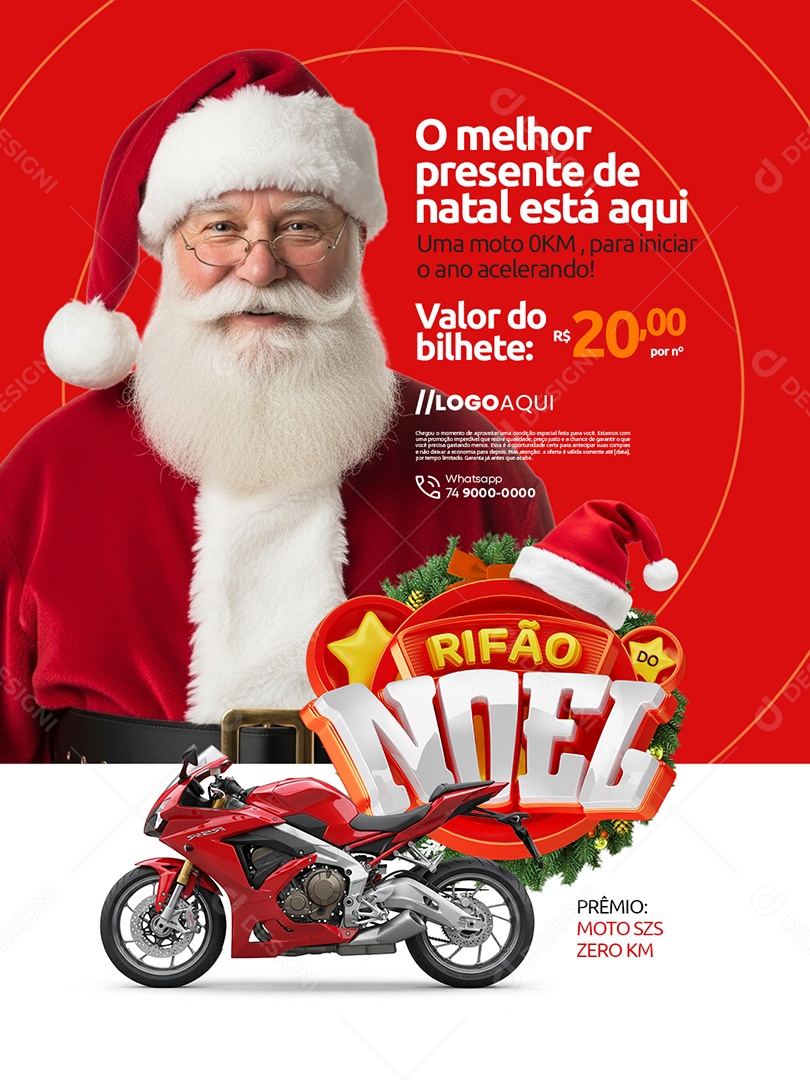 Rifão do Noel Concessionária de Motos O Melhor Presente Social Media PSD Editável