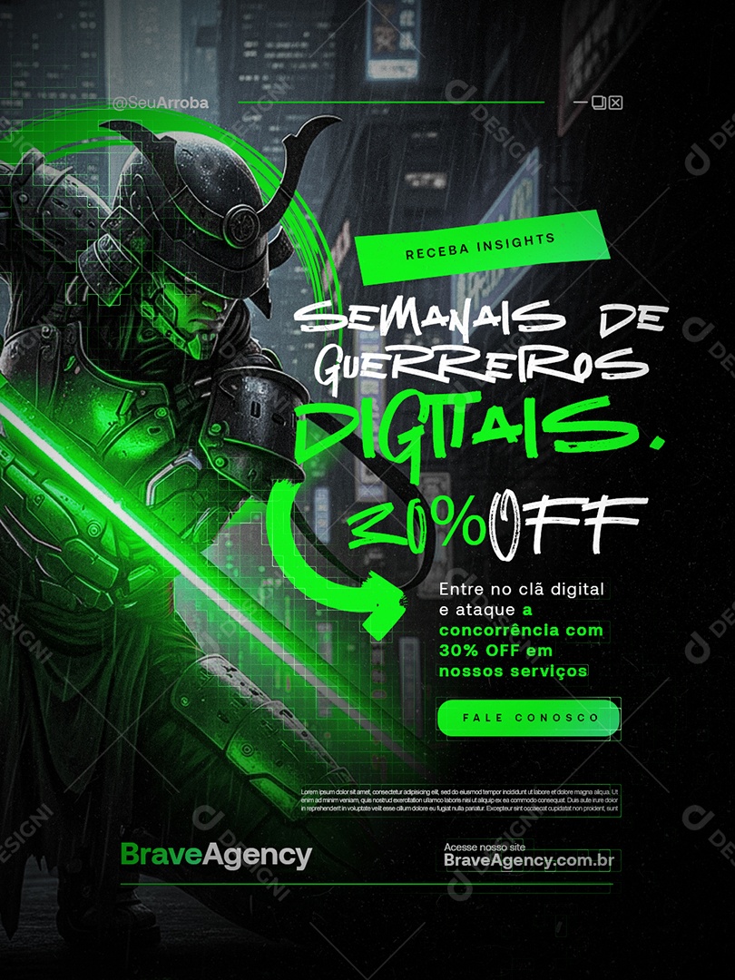 Marketing Digital Semanais de Guerreros Social Media PSD Editável