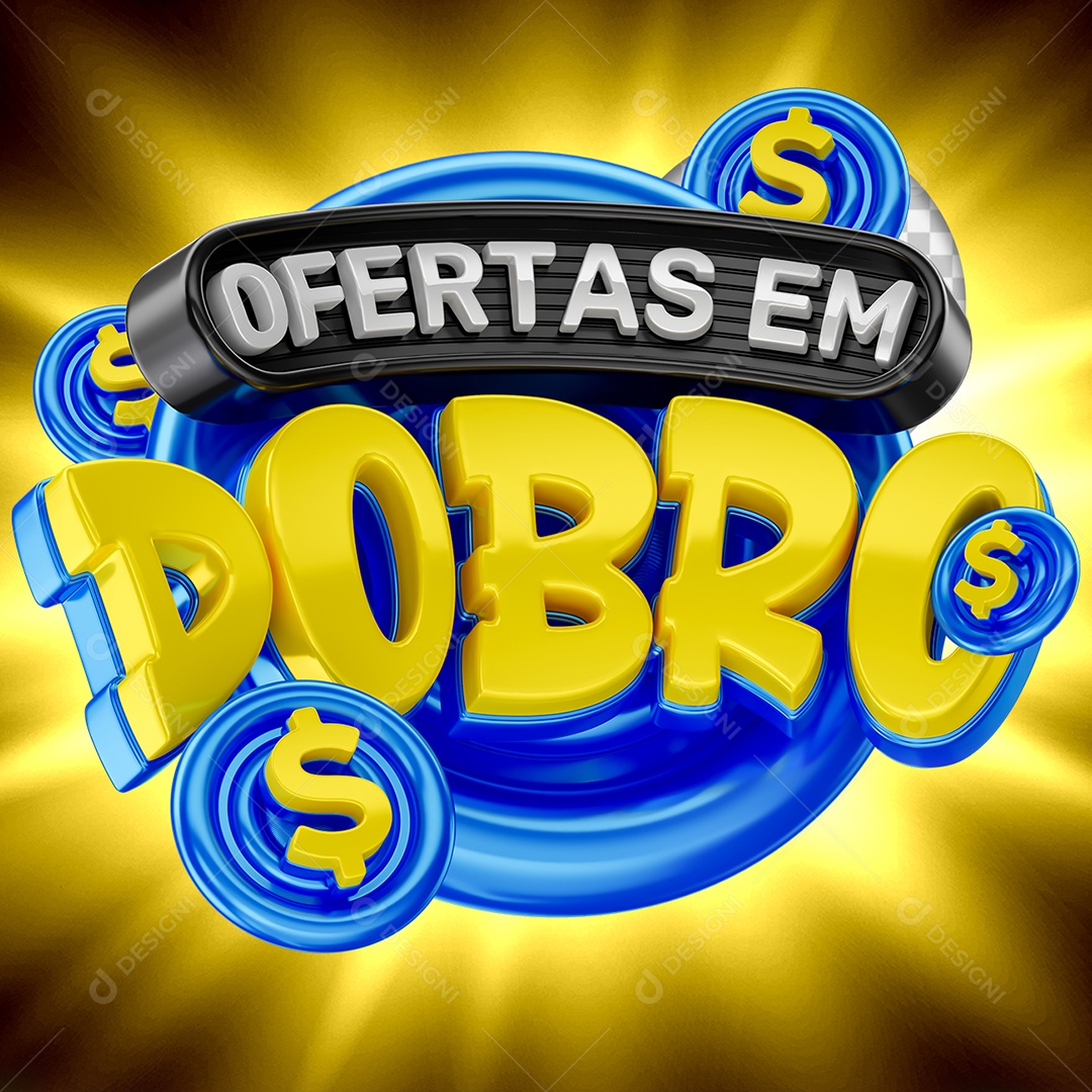 Ofertas em Dobro Selo 3D para Composição PSD