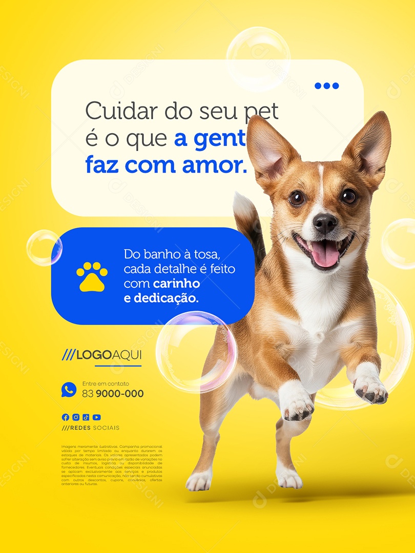 Petshop Cuidar do Seu Pet é o Que a Gente Faz com Amor Social Media PSD Editável