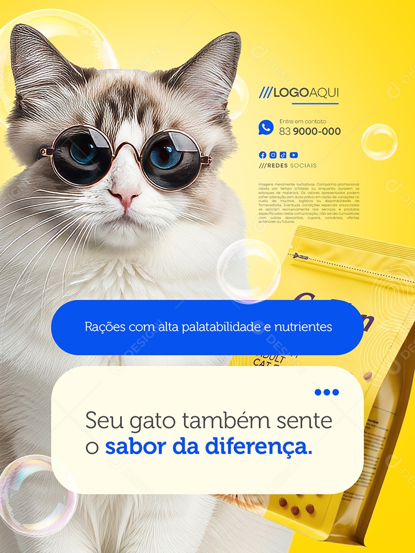 Petshop Seu Gato Também Sente o Sabor da Diferença Social Media PSD Editável