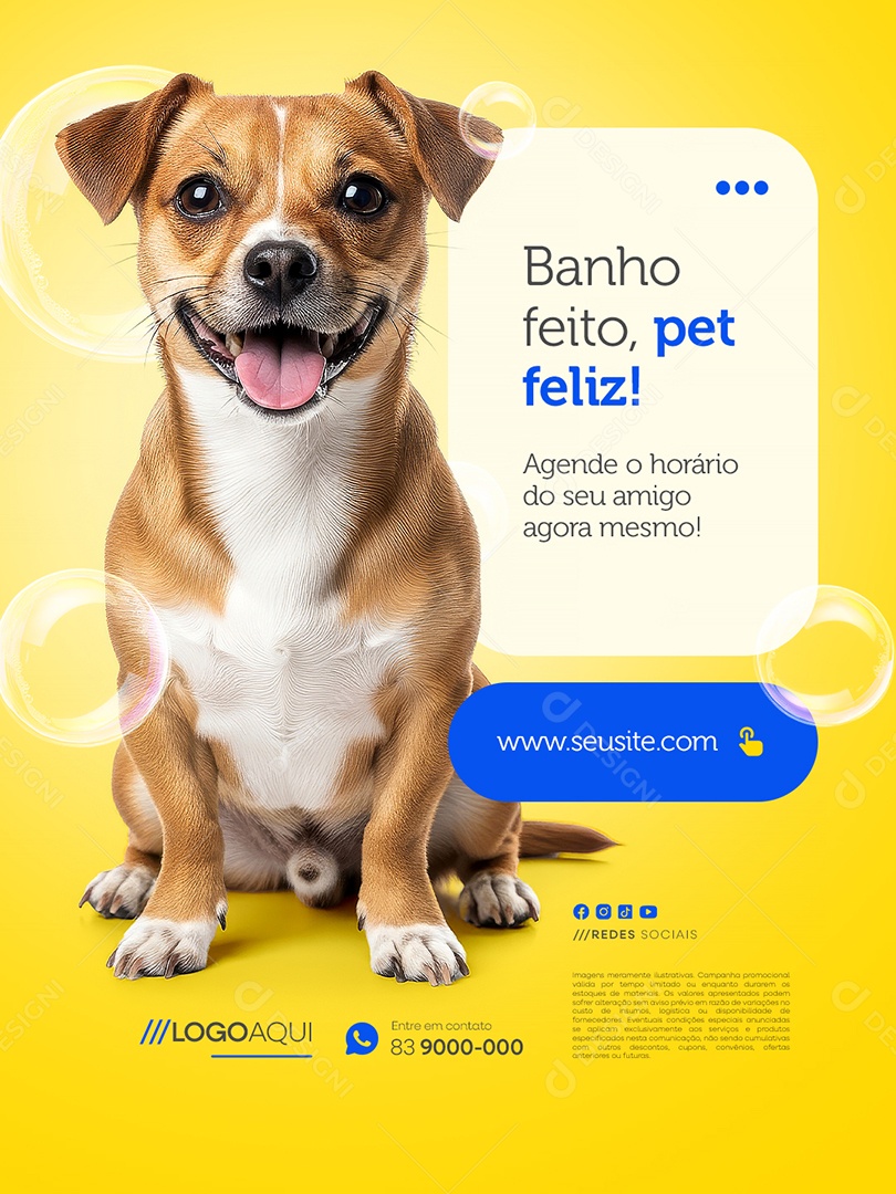 Petshop Banho Feito Pet Feliz Social Media PSD Editável