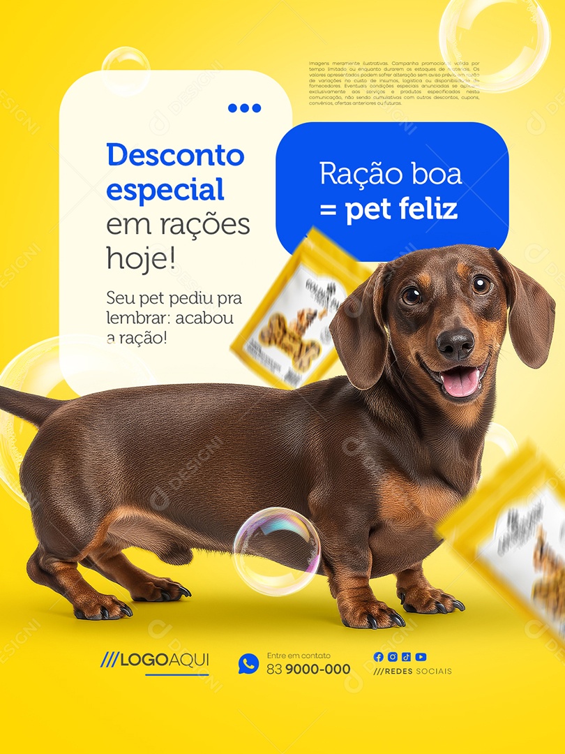 Petshop Desconto Especial em Rações Hoje Social Media PSD Editável