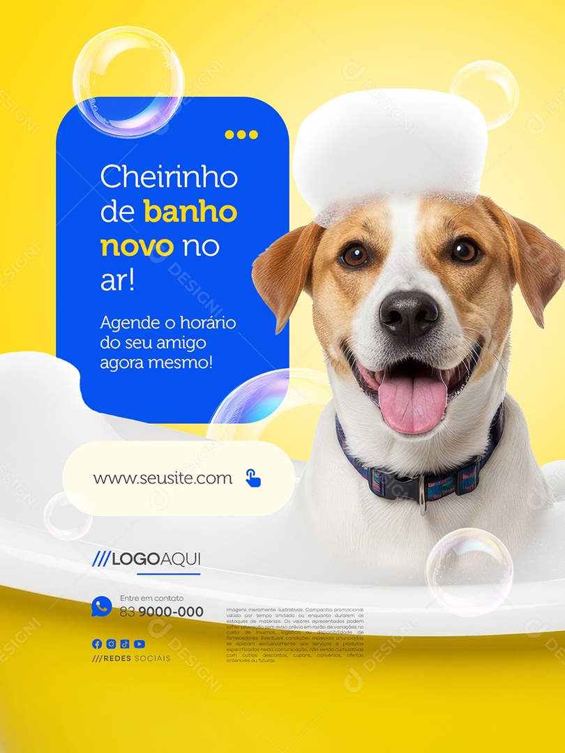 Petshop Cheirinho de Banho Novo no Ar Social Media PSD Editável