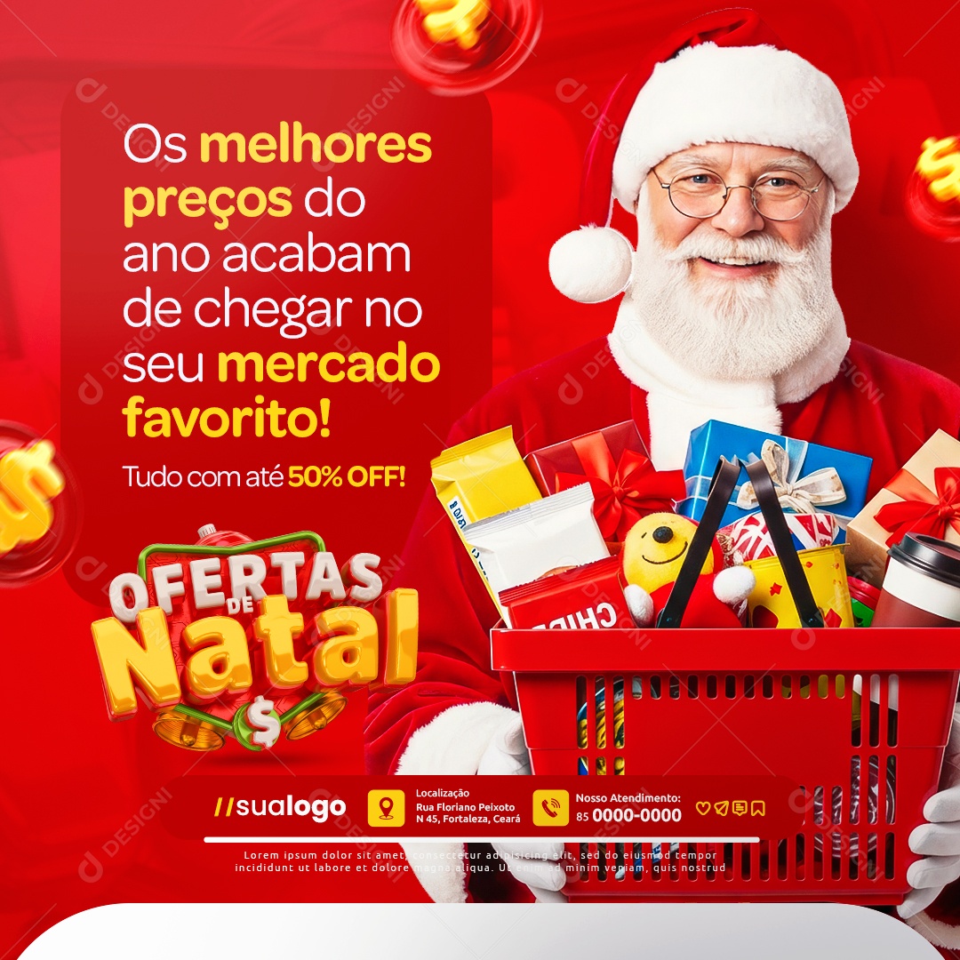 Ofertas de Natal Supermercado Os Melhores Preços Social Media PSD Editável