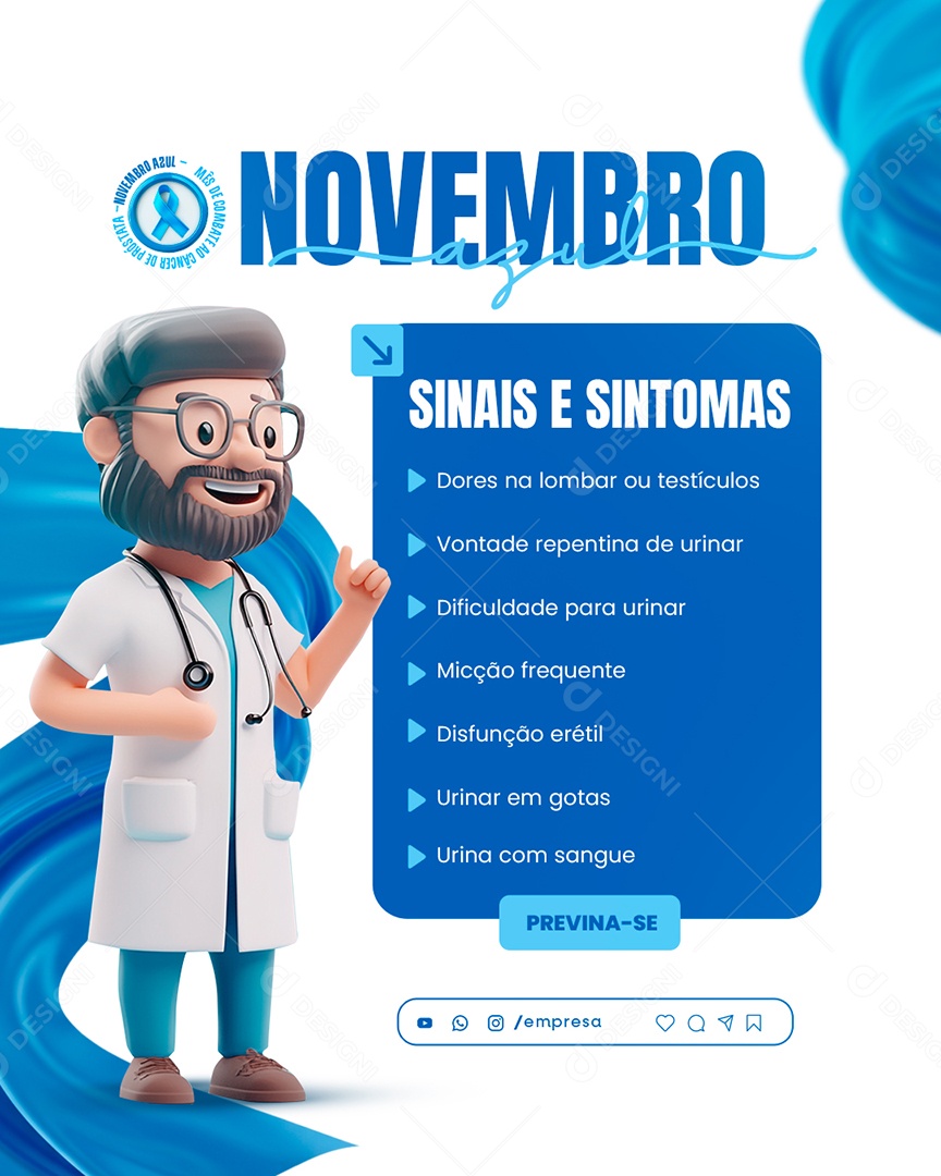 Novembro Azul Mês de Combate ao Câncer de Próstata Social Media PSD Editável