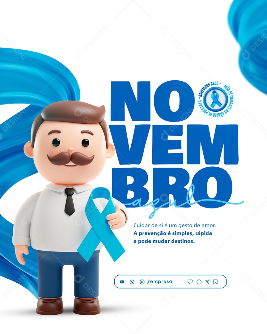 Novembro Azul Mês de Combate ao Câncer de Próstata Social Media PSD Editável