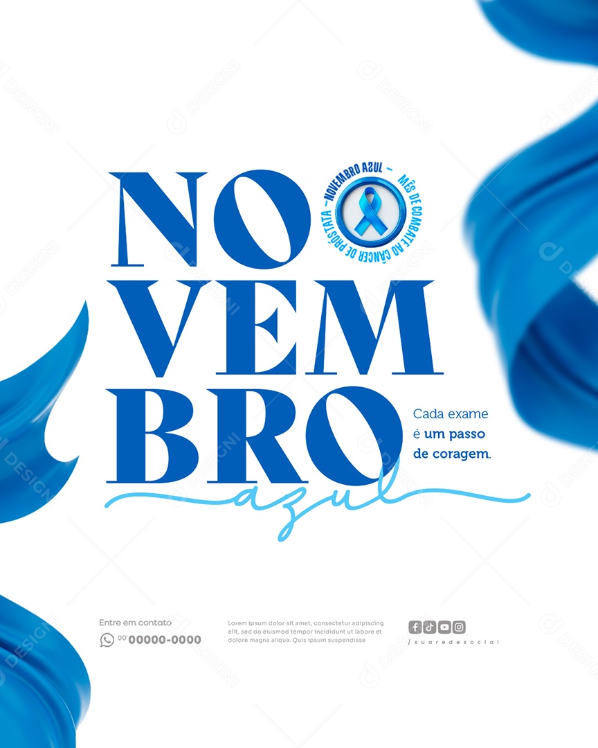 Novembro Azul Mês de Combate ao Câncer de Próstata Social Media PSD Editável