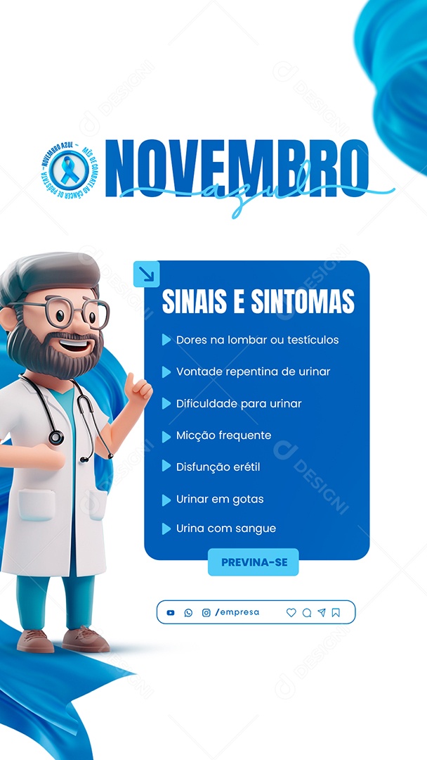 Story Novembro Azul Mês de Combate ao Câncer de Próstata Social Media PSD Editável