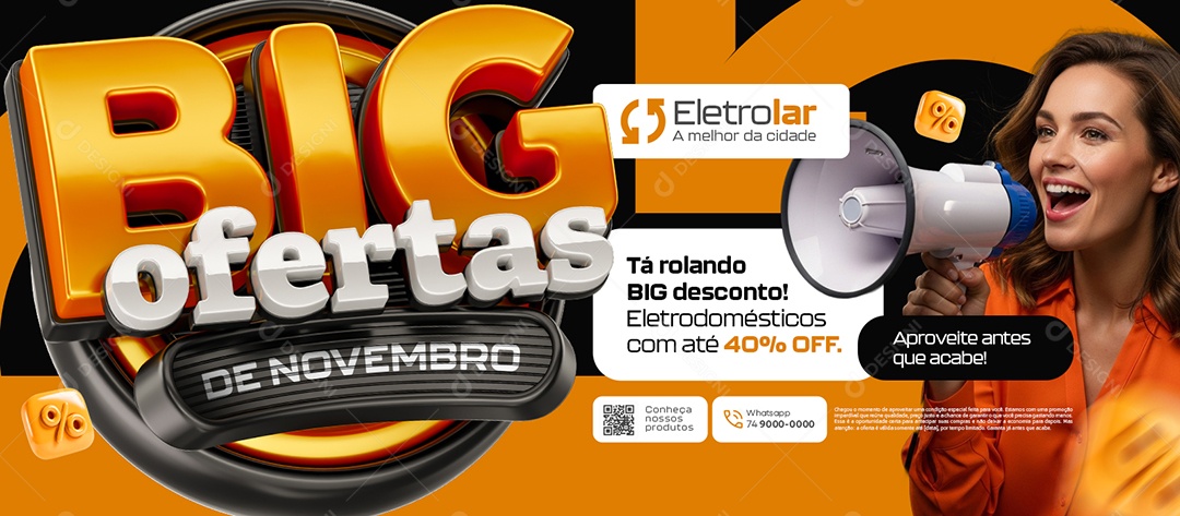 Banner Big Ofertas de Novembro Loja de Eletrodoméstico Desconto Social Media PSD E