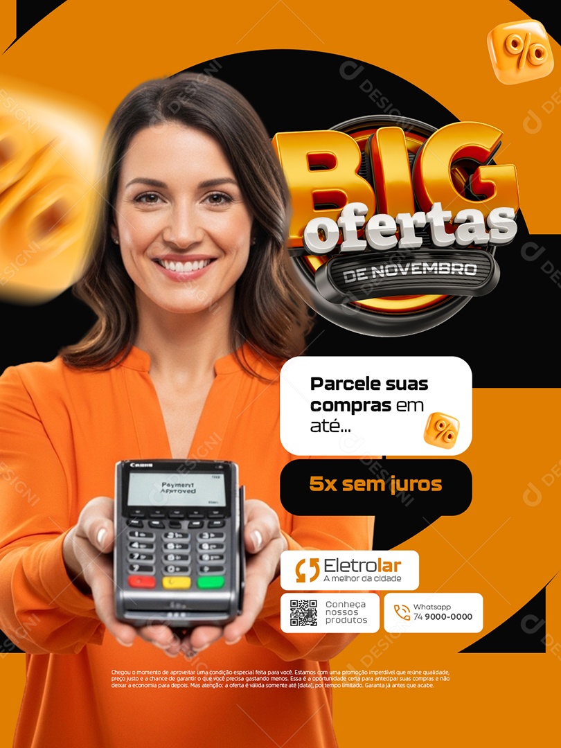 Big Ofertas de Novembro Loja de Eletrodoméstico Parcele Suas Compras Social Media PSD Editável