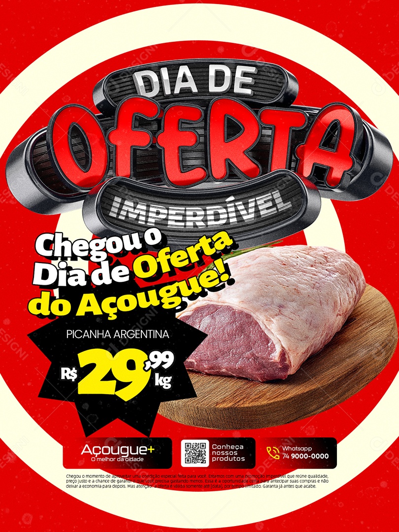 Açougue Dia de Oferta Imperdível Picanha Argentina Social Media PSD Editável