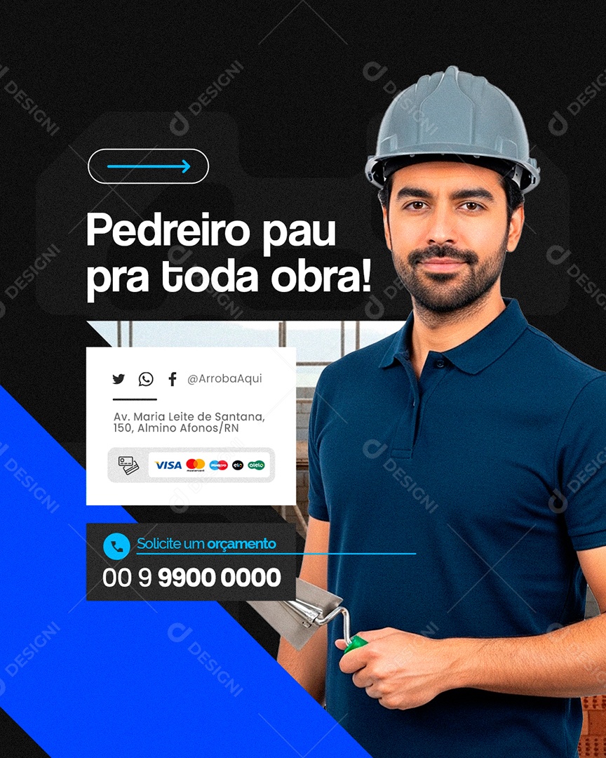 Pedreiro Pau Pra Toda Obra Social Media PSD Editável