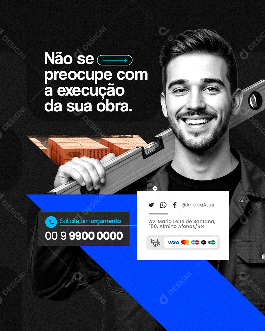 Pedreiro Solicite Um Orçamento Social Media PSD Editável