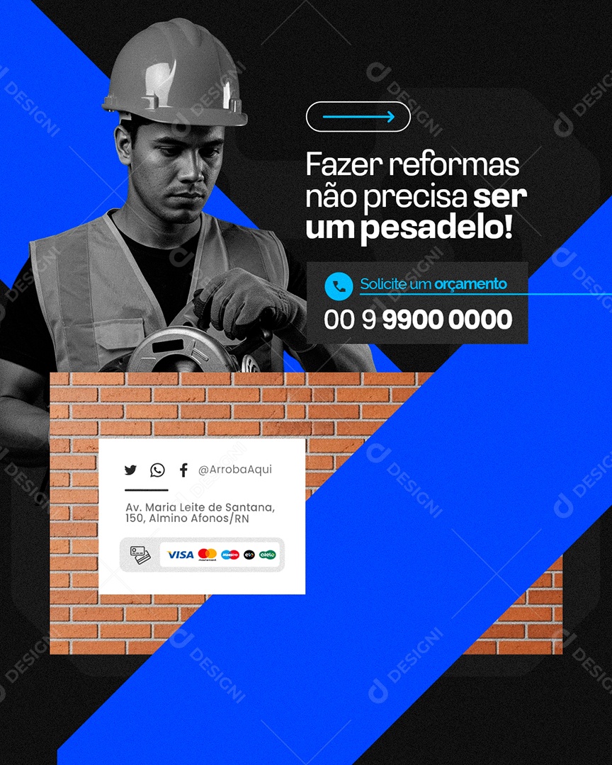 Pedreiro Fazer Reformas Não Precisa Ser Um Pesadelo Social Media PSD Editável
