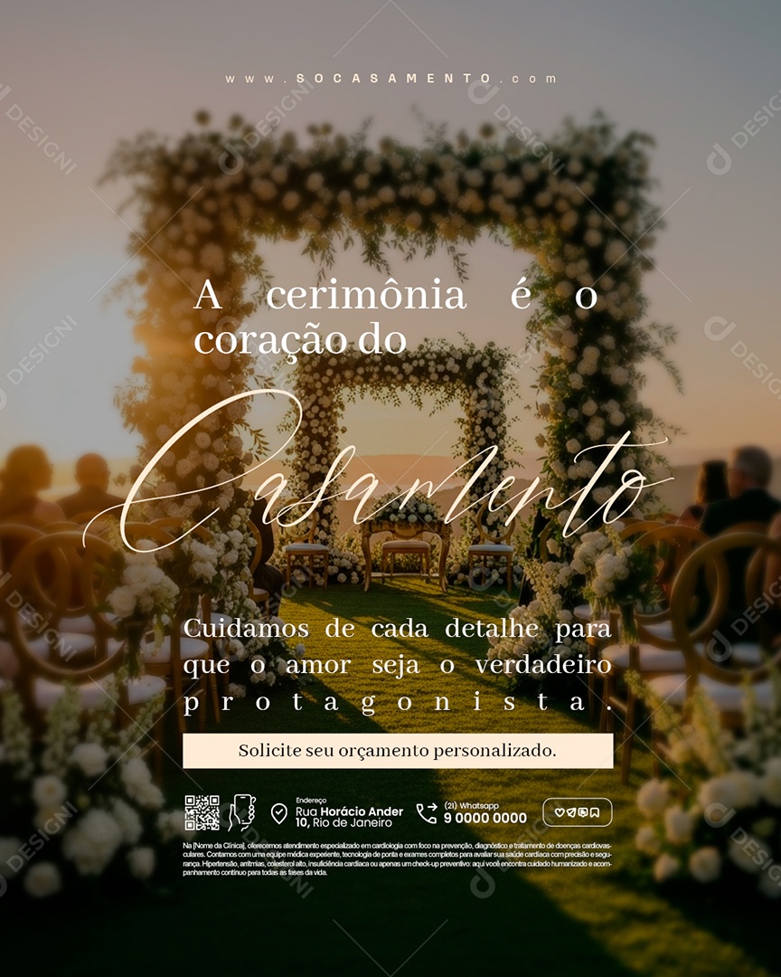 Cerimonialistas de Casamento Cuidamos de Cada Detalhe Social Media PSD Editável