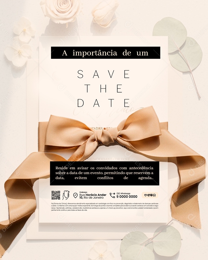 Cerimonialistas de Casamento Save The Date Social Media PSD Editável