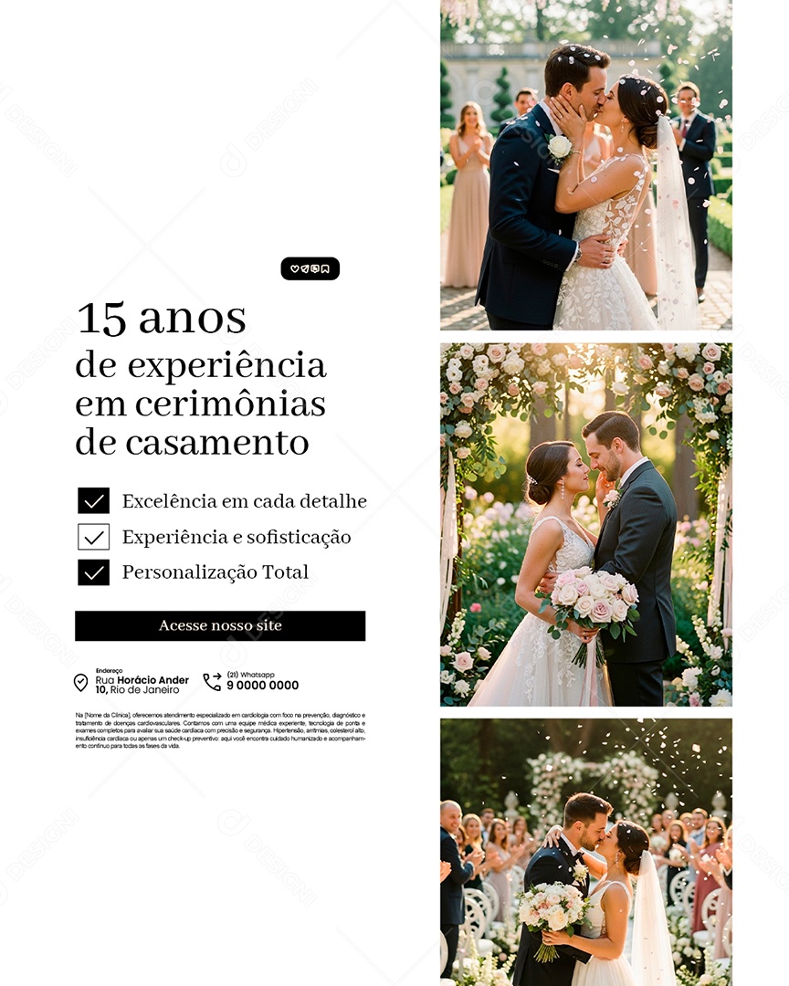 Cerimonialistas de Casamento 15 Anos de Experiência em Cerimônias Social Media PSD Editável