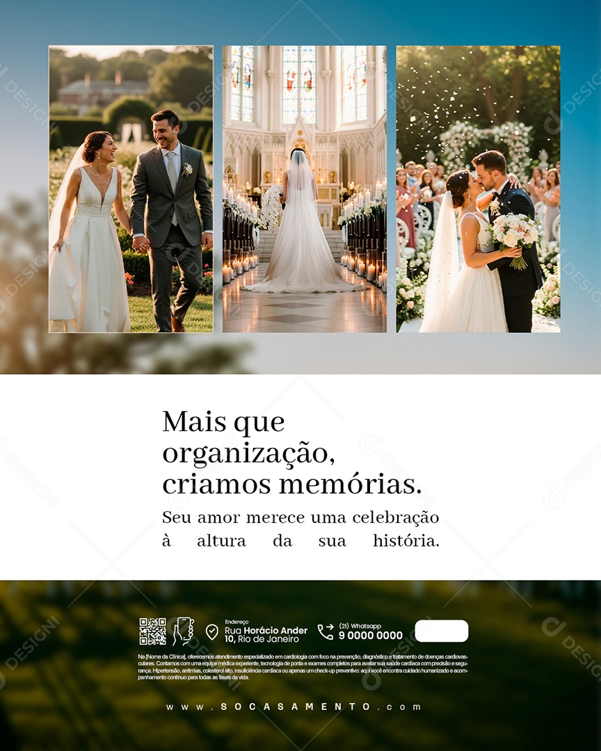 Cerimonialistas de Casamento Mais Que Organização Criamos Memórias Social Media PSD Editável