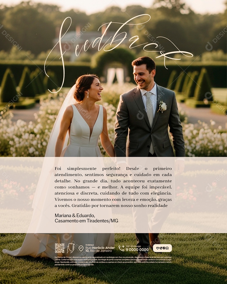 Cerimonialistas de Casamento Feedback Social Media PSD Editável