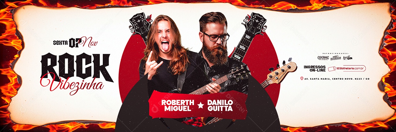 Carrossel Flyer Próximos Shows Rock Vibezinha Social Media PSD Editável