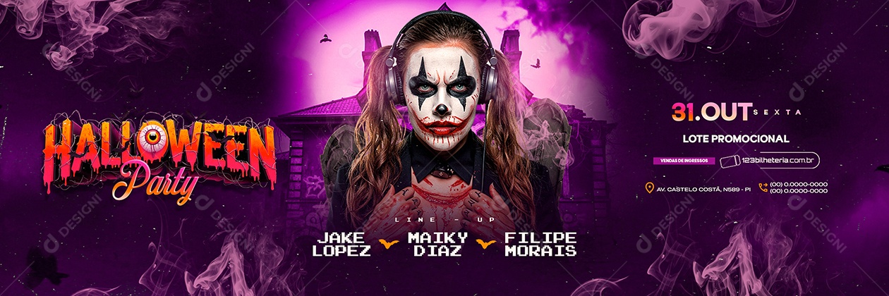 Carrossel Flyer Próximos Shows Halloween Party Social Media PSD Editável