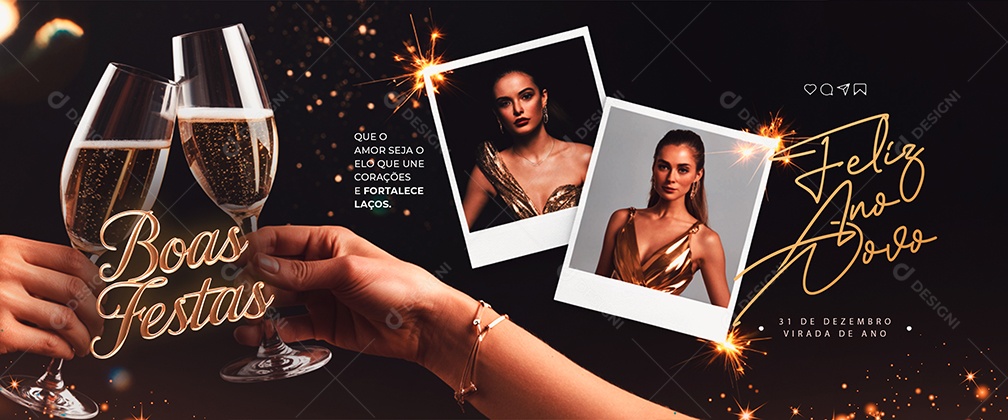 Carrossel Feliz Ano Novo 01 de Janeiro Boas Festas Social Media PSD Editável