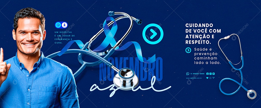 Carrossel Novembro Azul Saúde e Prevenção Social Media PSD Editável