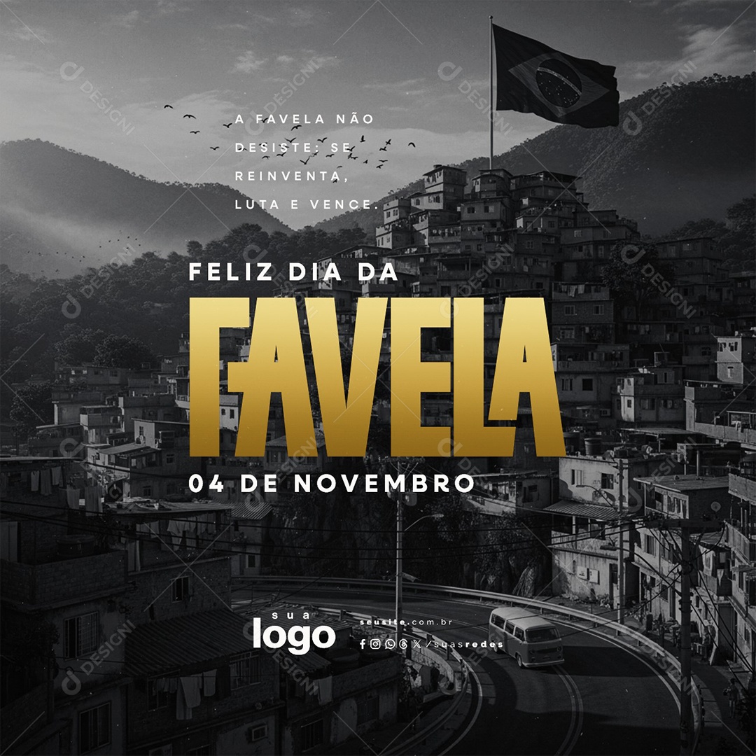 Feliz Dia da Favela 04 de Novembro Social Media PSD Editável
