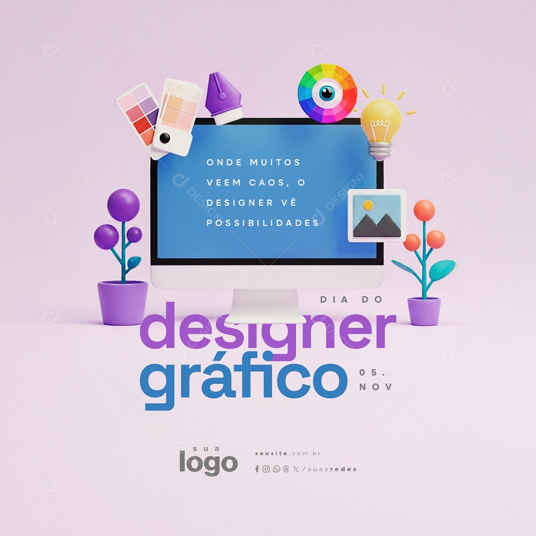 Dia do Designer Gráfico 05 de Novembro Onde Muitos Veem Caos Social Media PSD Editável