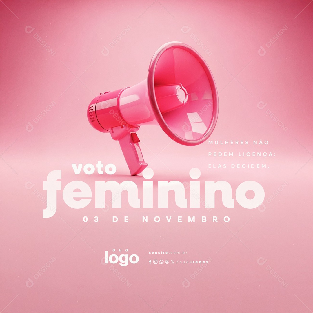 Dia do Voto Feminino 03 de Novembro Social Media PSD Editável