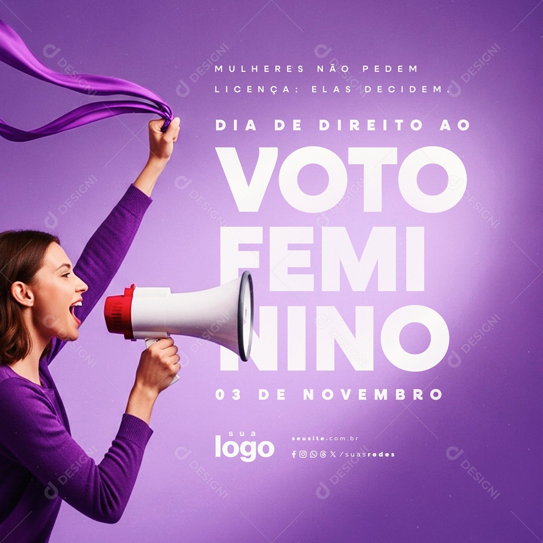 Dia de Direito ao Voto Feminino 03 de Novembro Social Media PSD Editável
