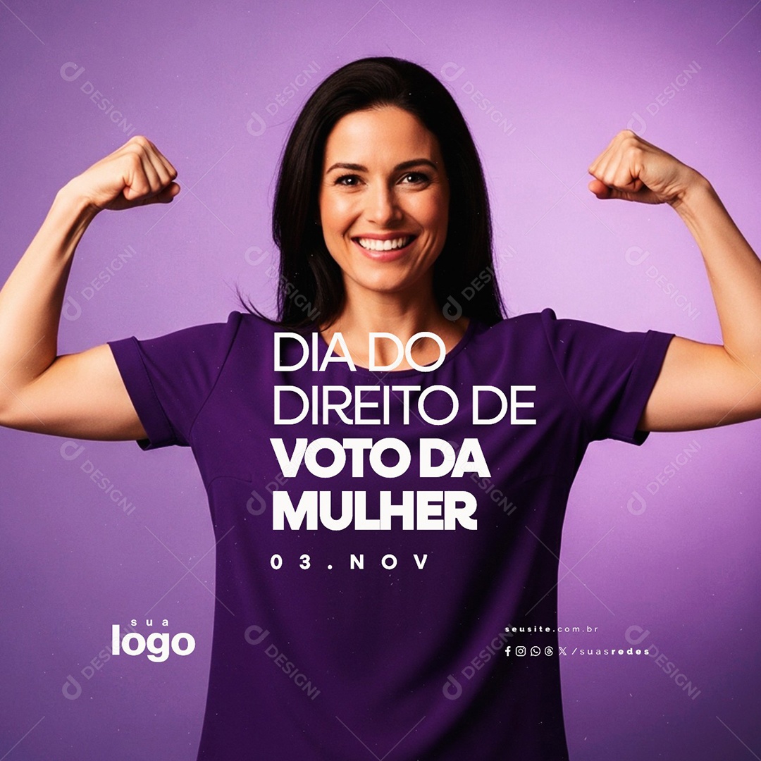 Dia do Direito de Voto da Mulher 03 de Novembro Social Media PSD Editável