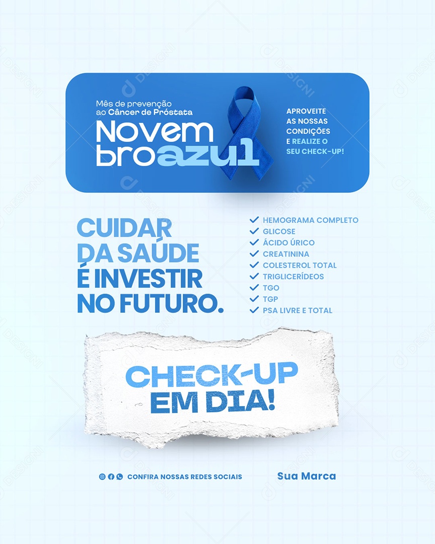Novembro Azul Mês de Combate ao Câncer de Próstata Social Media PSD Editável