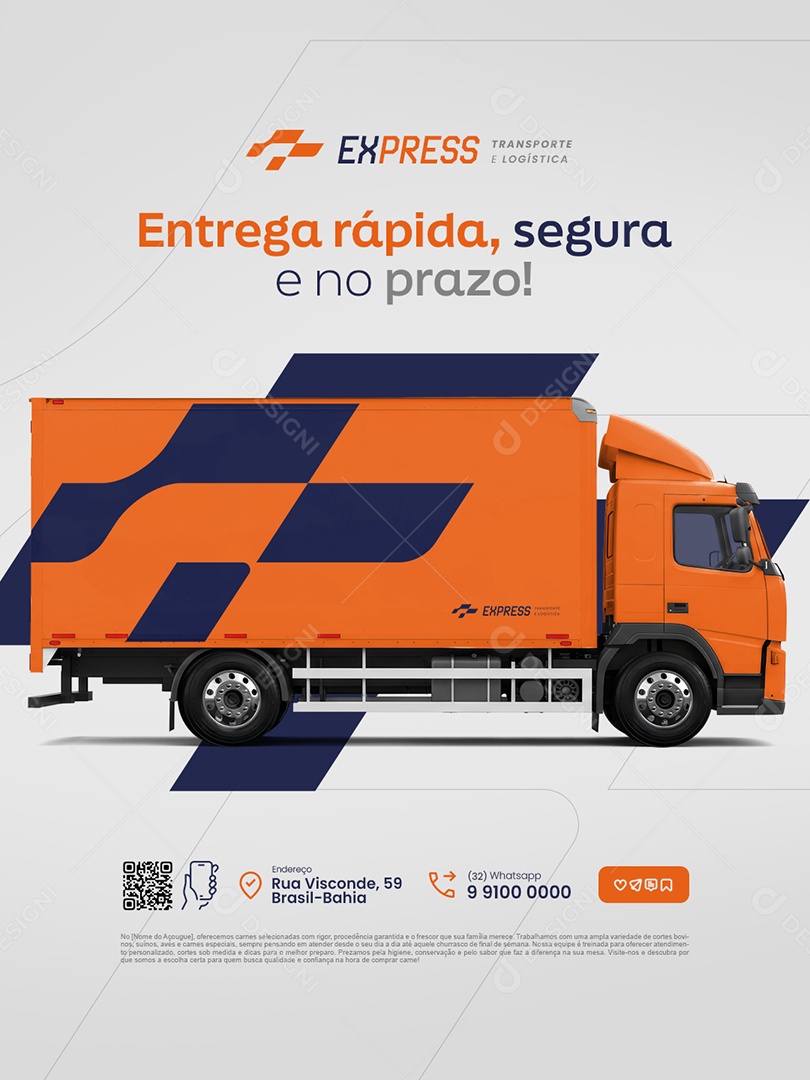 Transportadora Entrega Rápida Segura e no Prazo Social Media PSD Editável