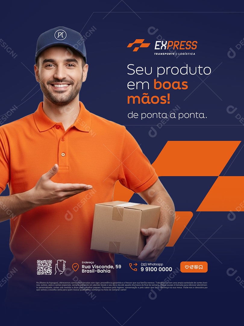 Transportadora Seu Produto em Boas Mãos Social Media PSD Editável