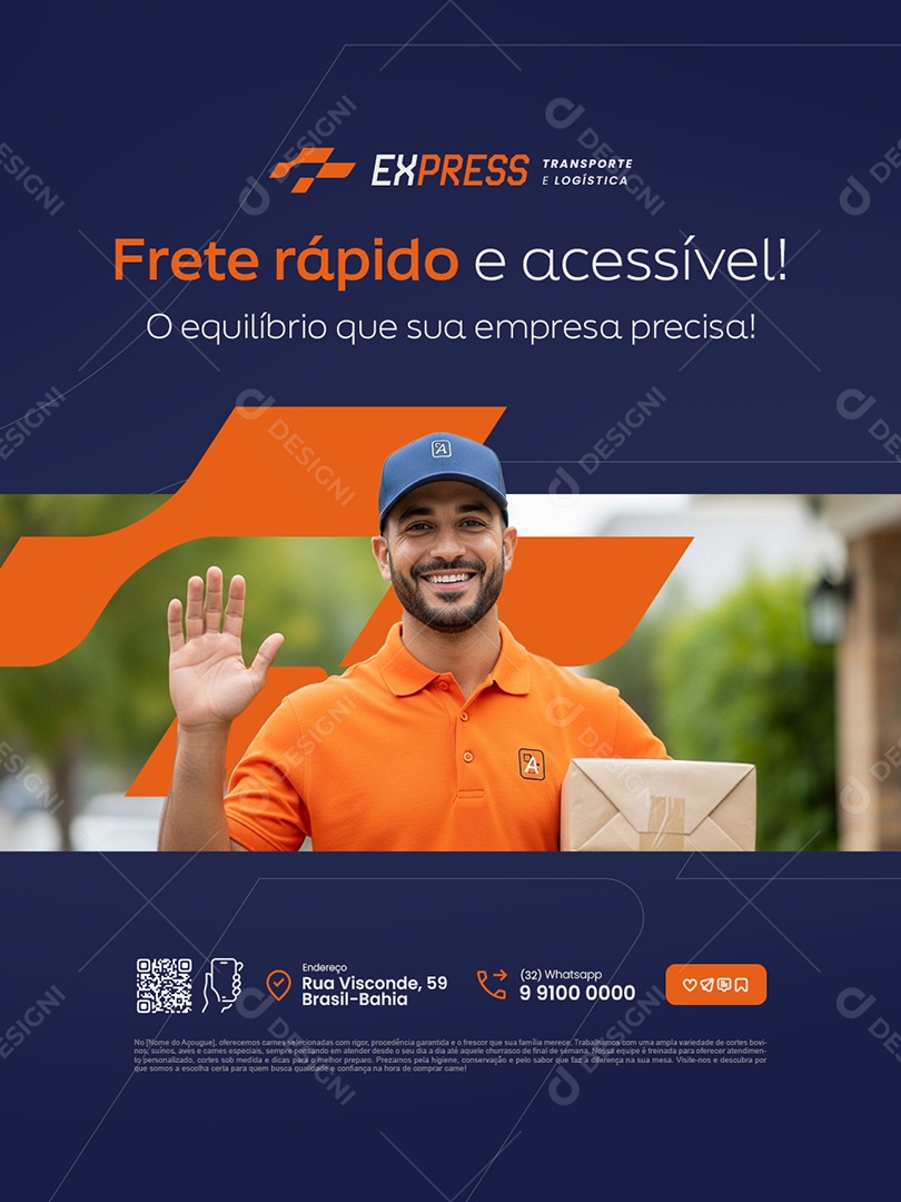 Transportadora Frete Rápido e Acessível Social Media PSD Editável