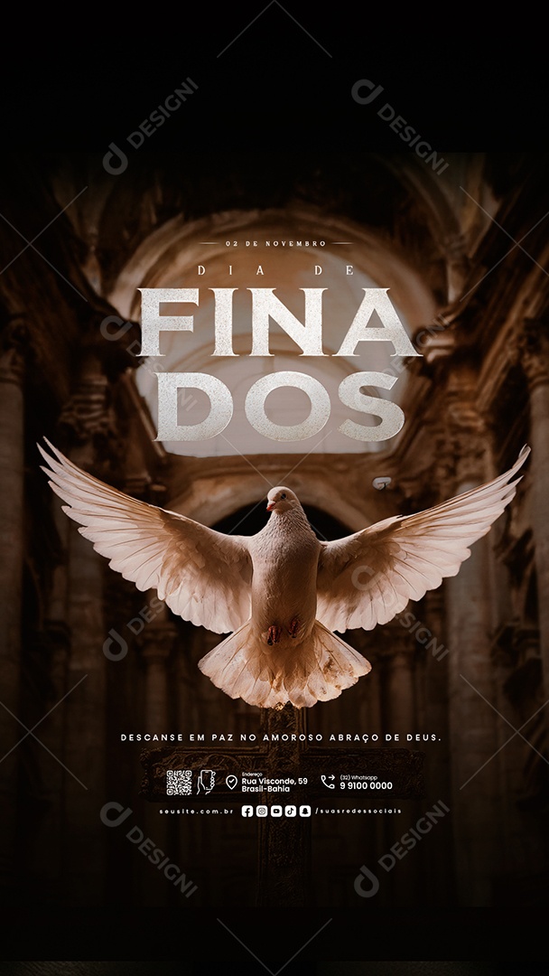 Story Dia de Finados 02 de Novembro Descanse em Paz no Amoroso Social Media PSD Editável