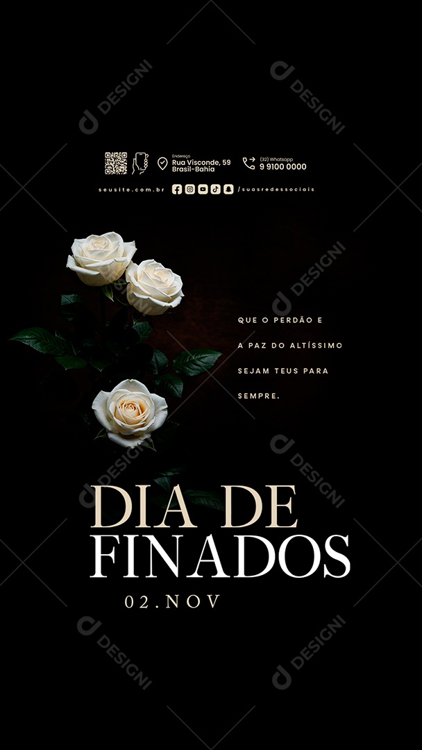 Story Dia de Finados 02 de Novembro Que o Perdão e a Paz do Altíssimo Sejam Teus para Sempre Social Media PSD Editável