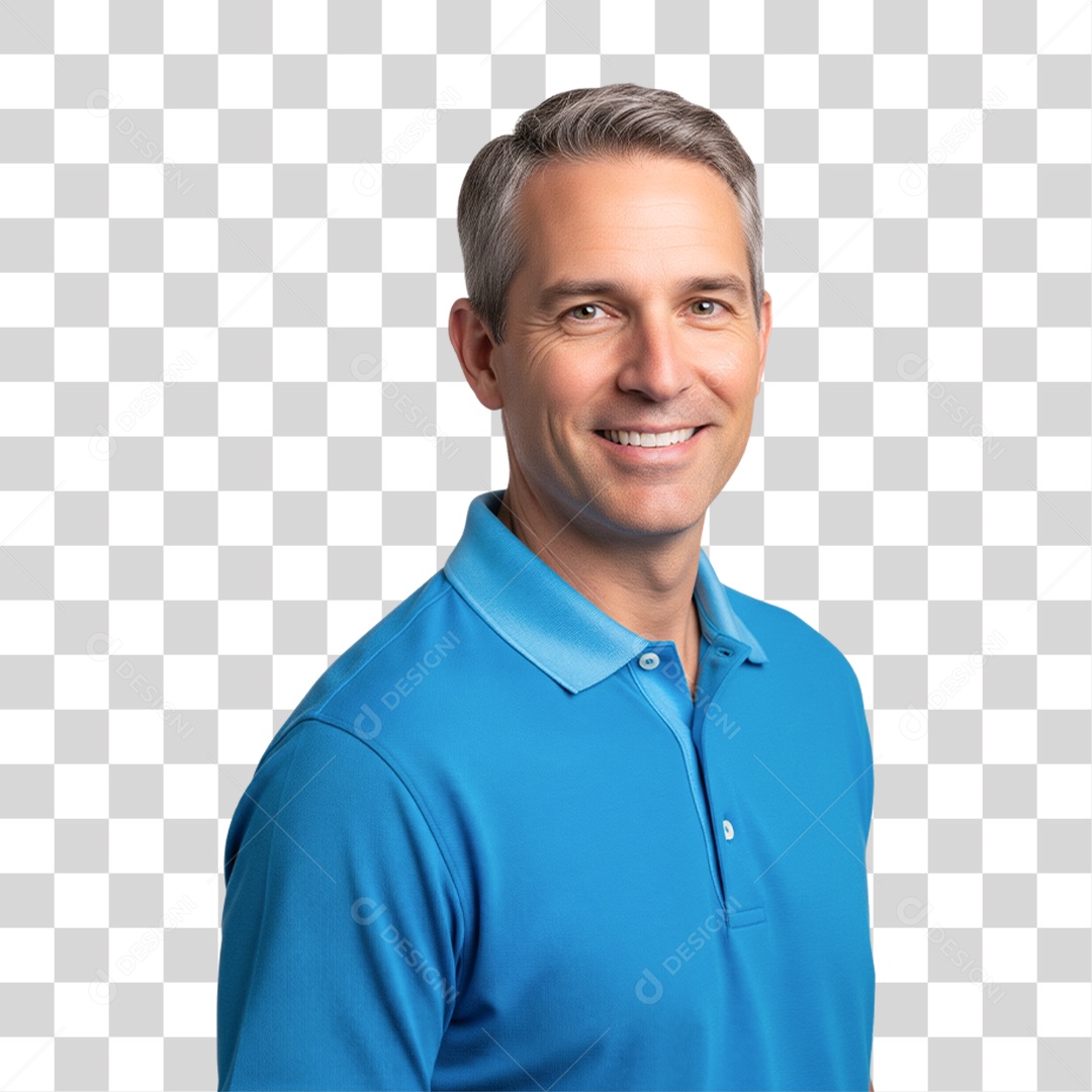 Homem Sorridente Vestindo Camisa Azul PNG Transparente