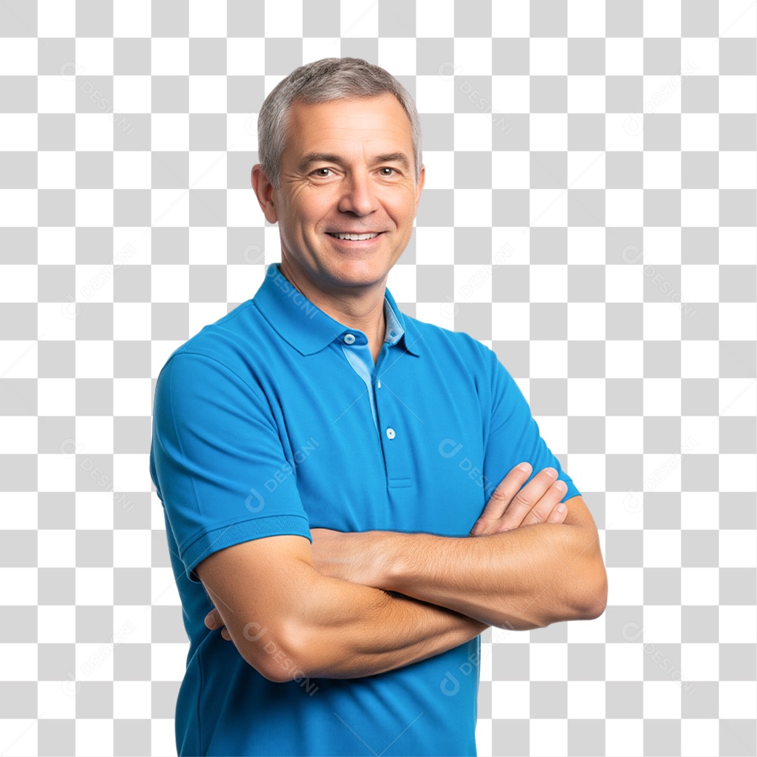 Homem Sorridente com Braços Cruzados PNG Transparente