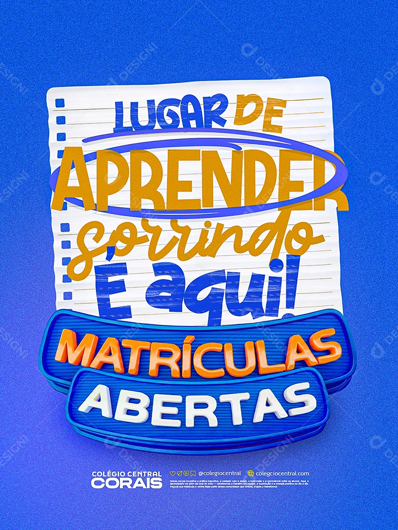 Matriculas Escolares Abertas Social Media PSD Editável