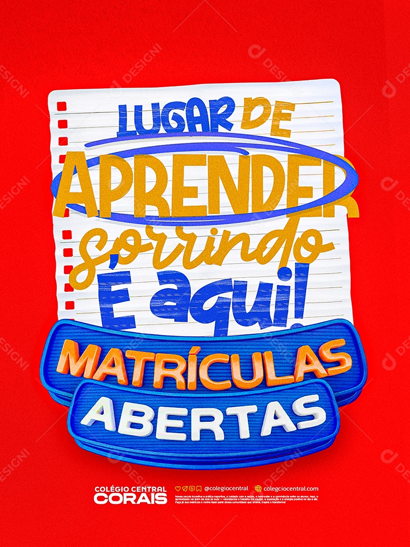 Matriculas Escolares Abertas Social Media PSD Editável
