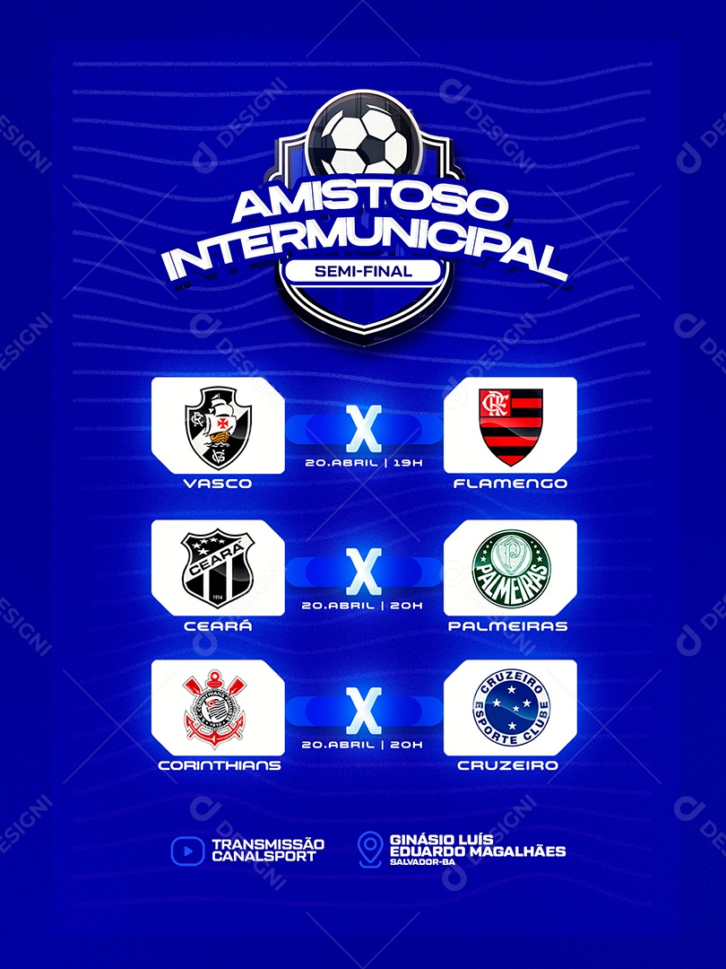 Torneio de Futebol Amistoso Social Media PSD Editável