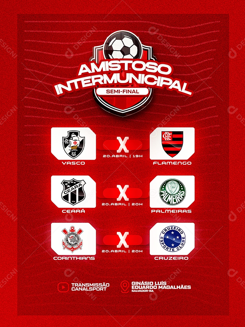 Torneio de Futebol Amistoso Social Media PSD Editável